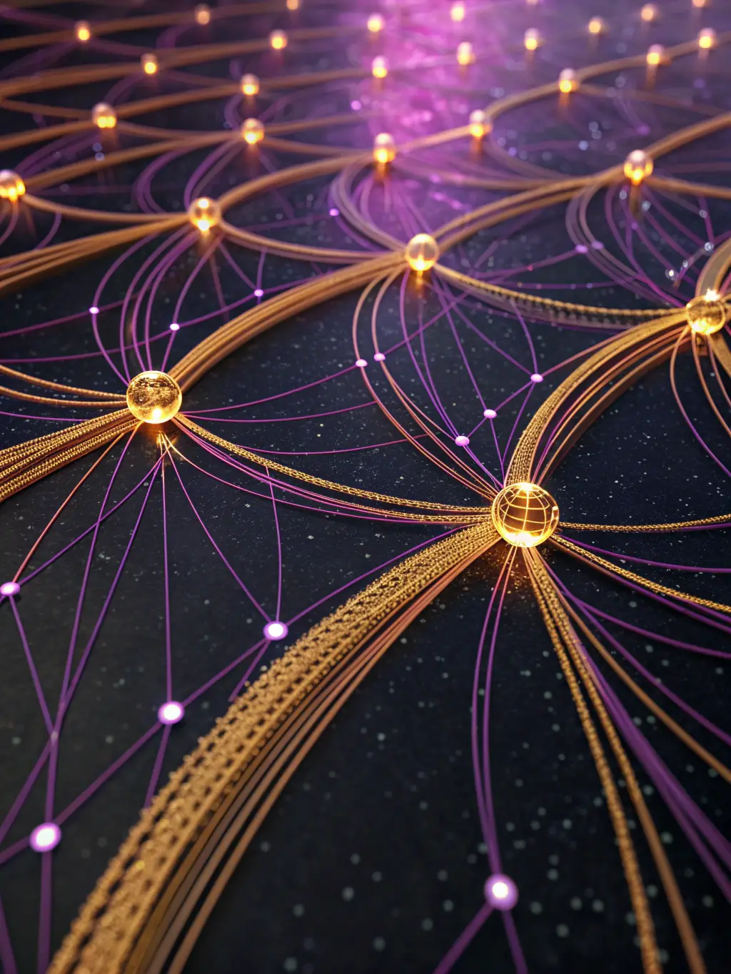 A digital illustration depicting interconnected nodes representing various business processes, all converging towards a central hub symbolizing peak performance and efficiency.