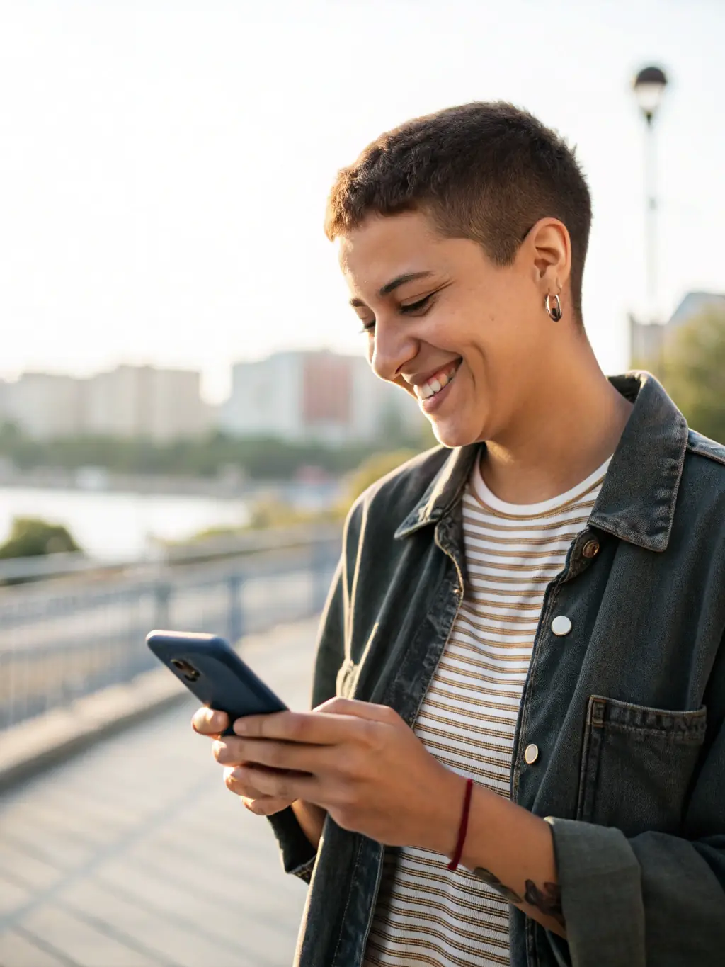 A salesperson using Sales Suite Pro on their smartphone to create and submit a sales order while visiting a client, showcasing the app's ease of use.
