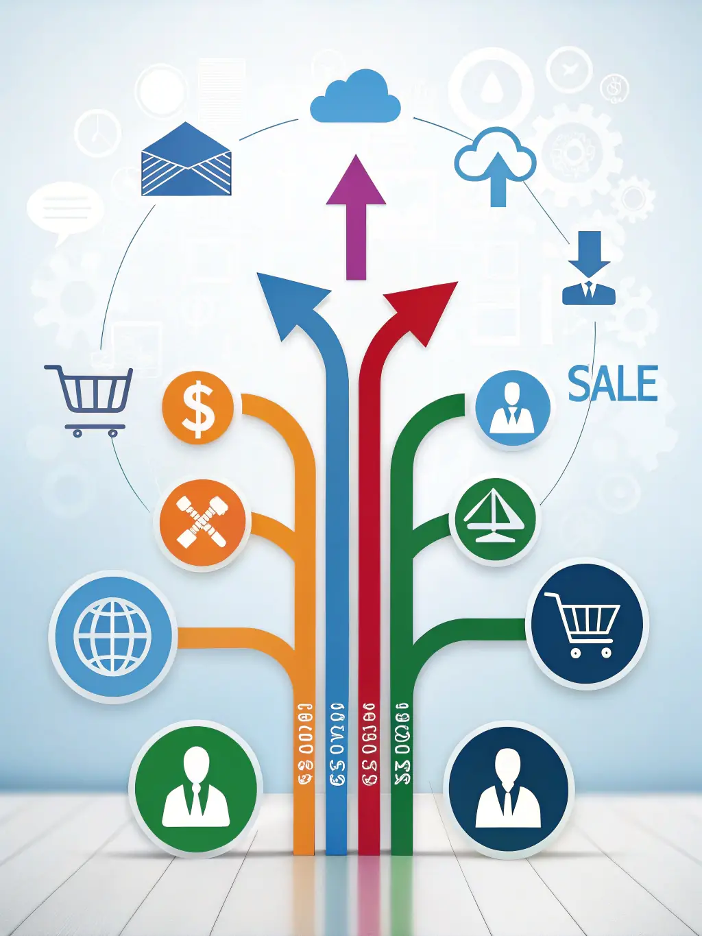 A visual representation of interconnected sales processes, highlighting the seamless integration benefit.