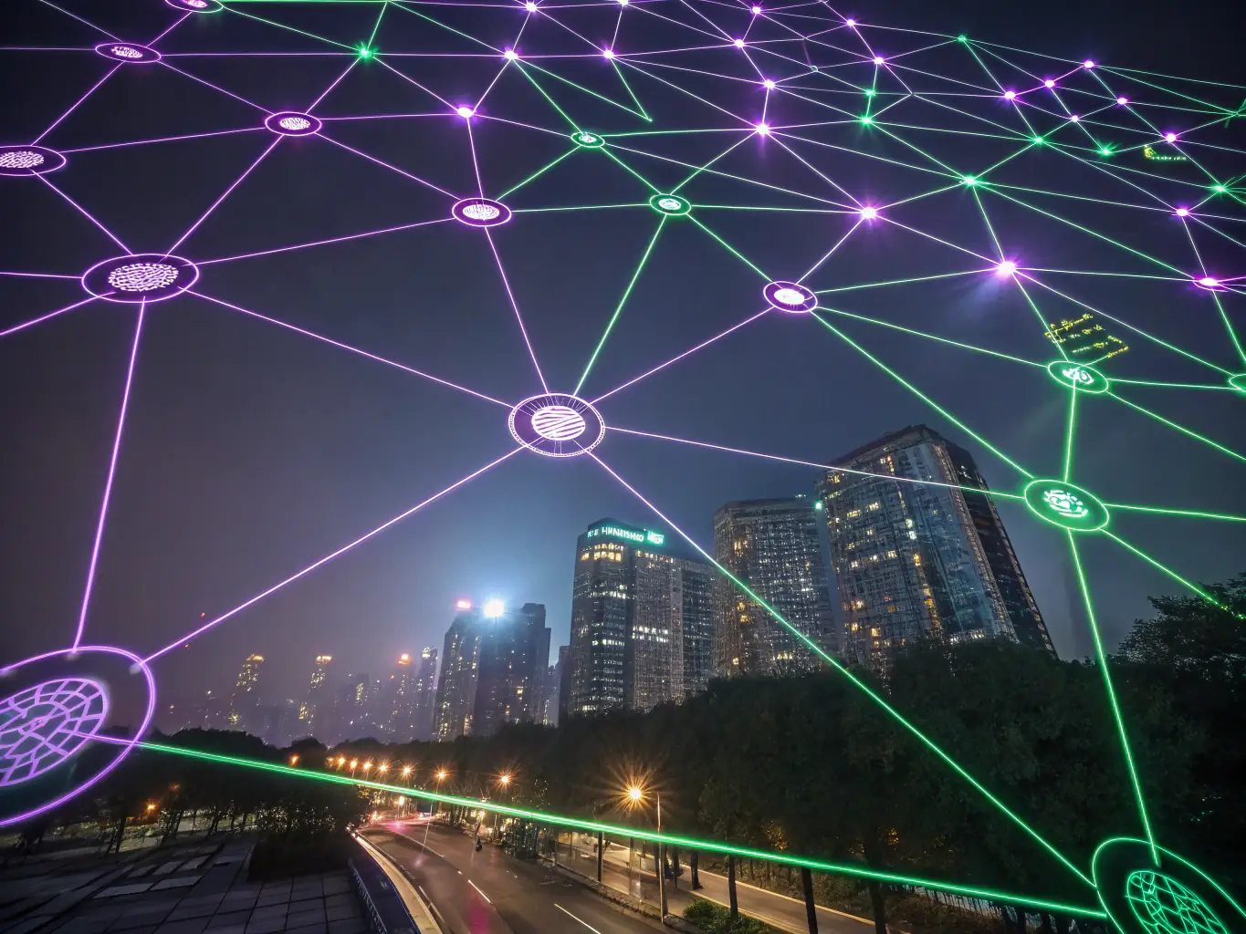 An abstract representation of interconnected nodes forming a network, symbolizing a scalable and integrated ERP architecture.