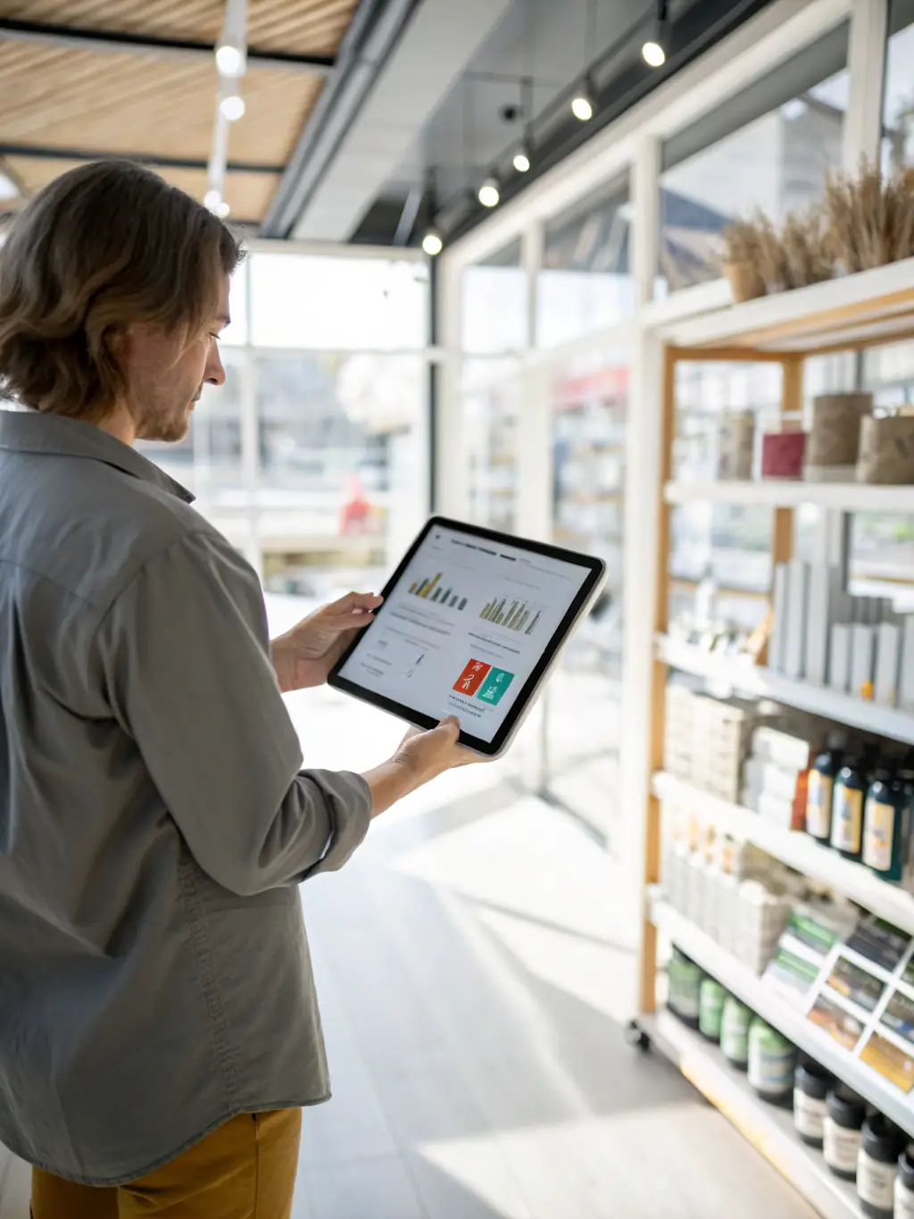 A screenshot of Sales Suite Pro on a tablet, showcasing real-time inventory levels with clear indicators for stock availability and low-stock warnings.